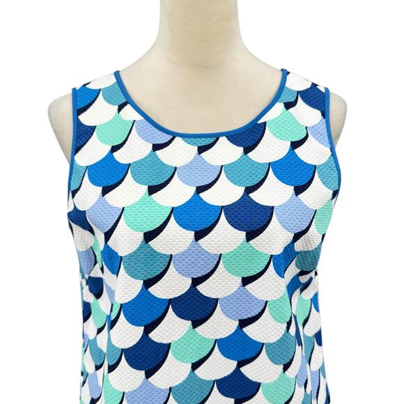 Boden Boden Phyllis Blue Scalloped Mermaid Textured Sleeveless Shift Dress - Picture 4 of 12